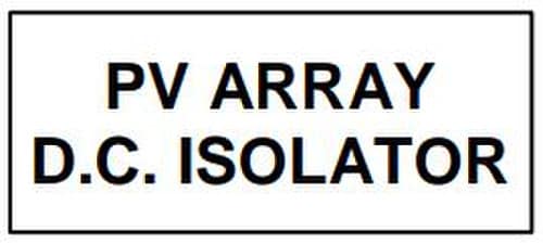 PV Array DC Isolator sign